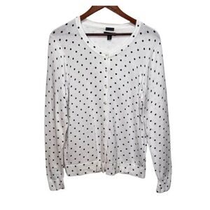 Tommy Hilfiger White Polka Dot Button-Up Cardigan